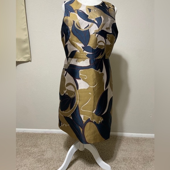 Ann Taylor Blue and Gold Midi Dress - Picture 14 of 14